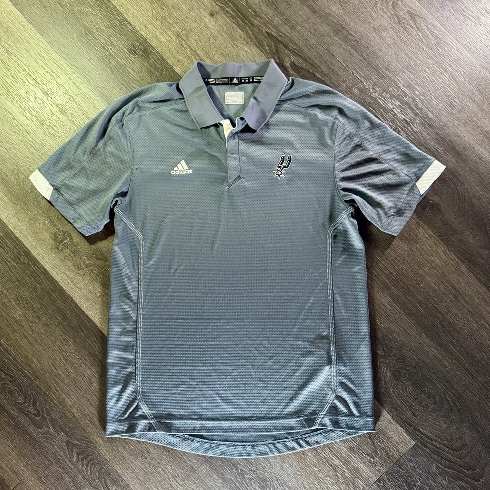 NBA San Antonio Spurs Basketball Adidas Polo Shirt Men's L Black
